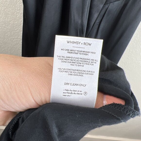 Whimsy + Row Slip Dress Women Large Black Silky Satin Maxi Whimsy Romantic - Picture 8 of 9